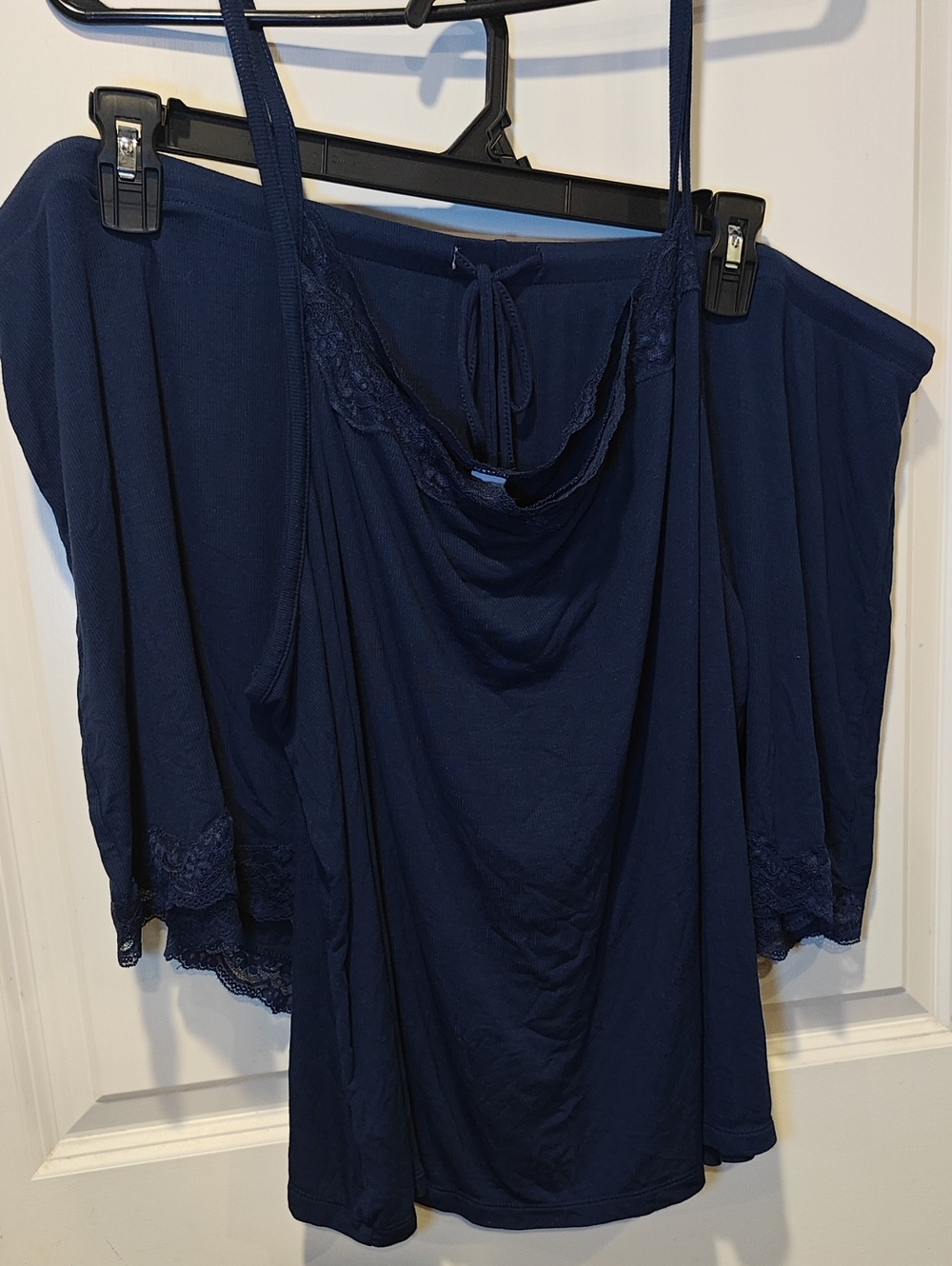 Auden Navy Lace-Trim Camisole and Short Sleep Set
